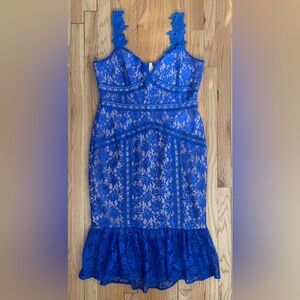 VENUS Blue Bodycon Lace Cocktail Dress — size 16